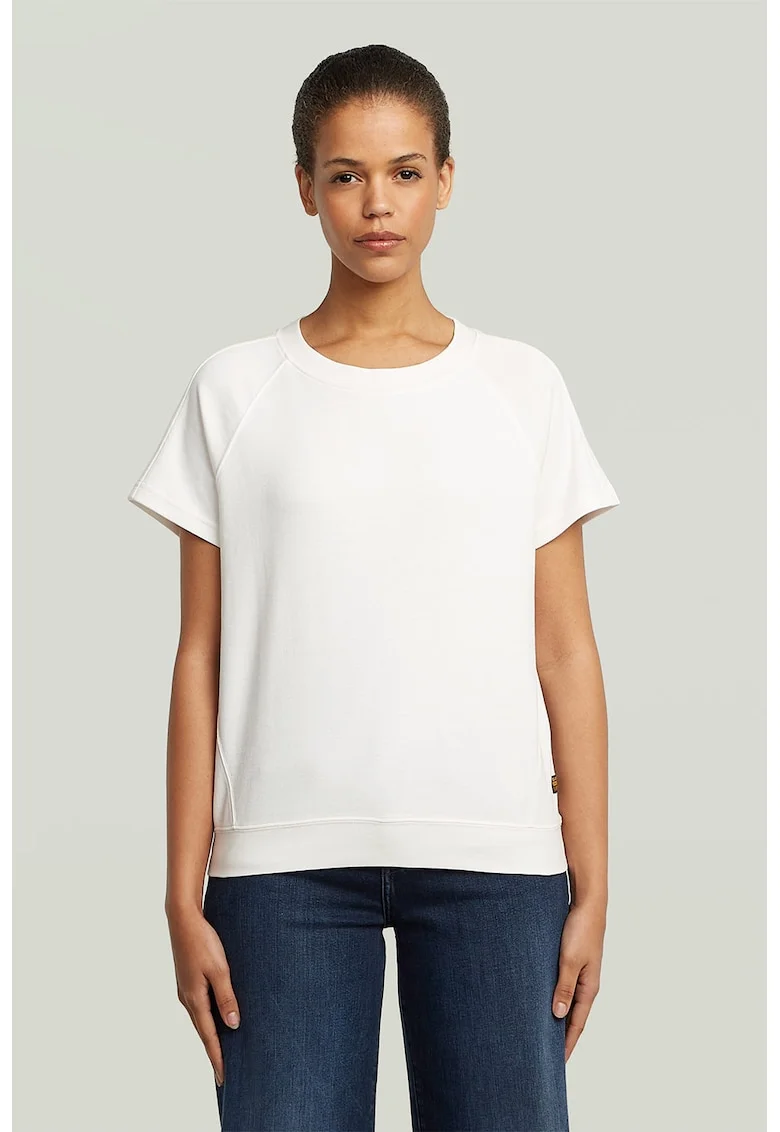Tricou din bumbac organic cu maneci raglan, Alb