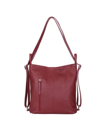 Geanta rucsac 2-in-1 din piele naturala Alesandra, Visiniu