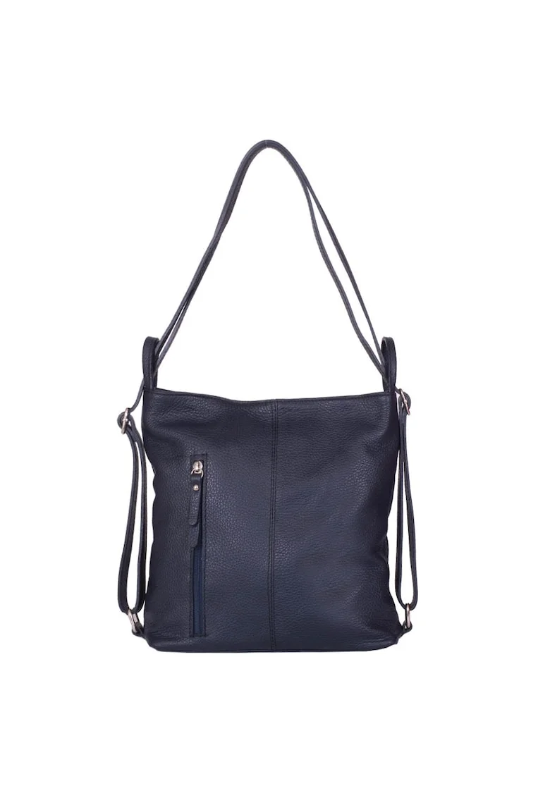Geanta rucsac 2-in-1 din piele naturala Alesandra, Bleumarin