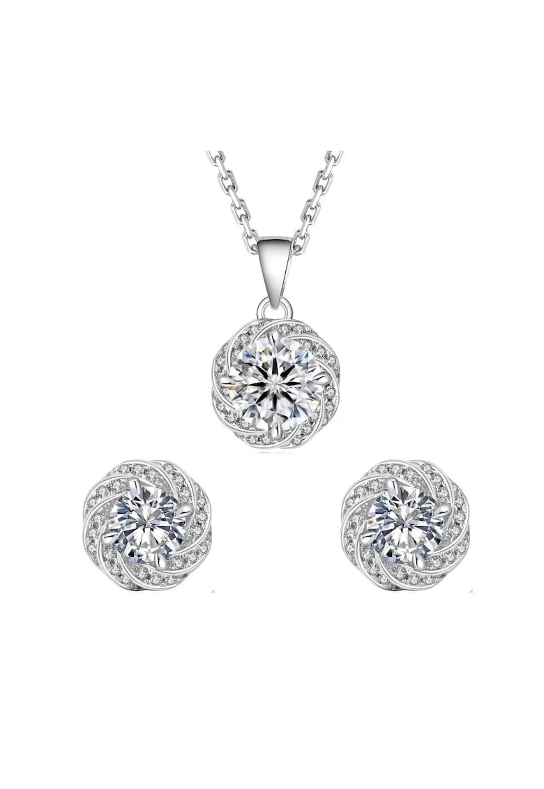 Set Luxuria cu Moissanite,  pentru femei, Argintiu