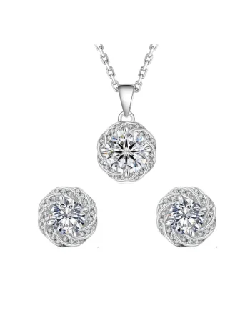 Set Luxuria cu Moissanite,  pentru femei, Argintiu