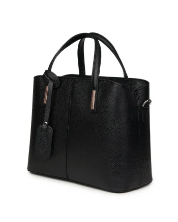 Geantă damă  Gianna piele naturală neagră, 26x33x14cm, cu două compartimente