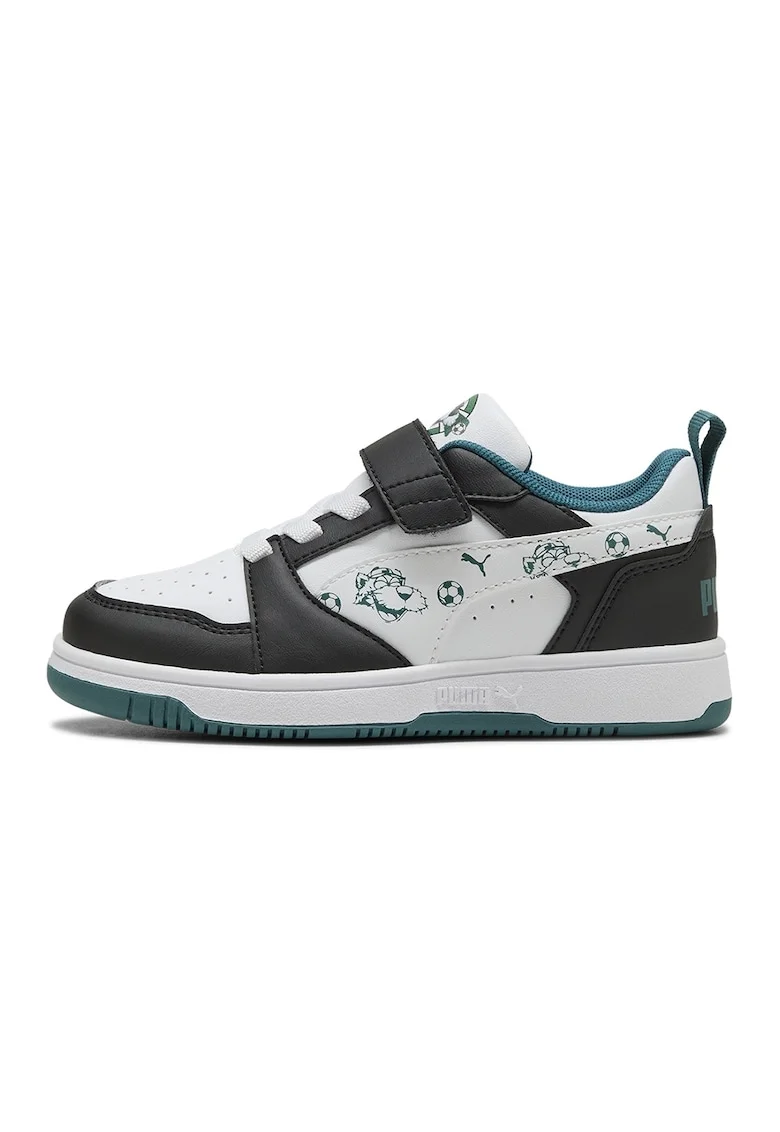 Pantofi sport Rebound V6 Lo Super Puma AC+ PS cu velcro, Alb/Negru/Verde smarald