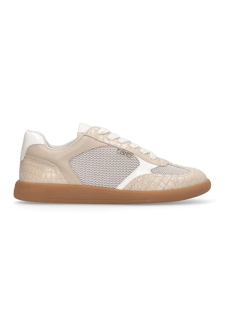 Pantofi sport cu garnituri din piele ecologica, Bej deschis