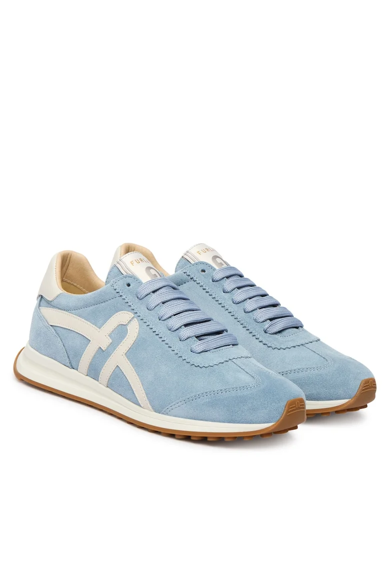 Pantofi sport  din piele naturala, Alb/Albastru