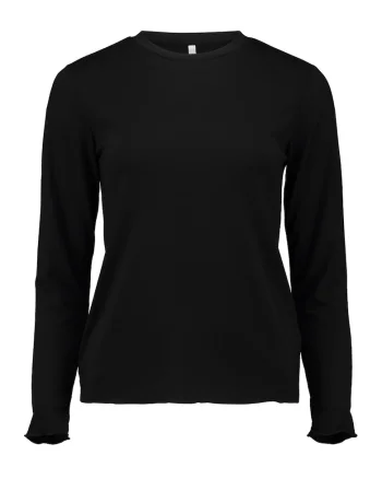 Bluza cu model uni si terminatie ondulata, Negru