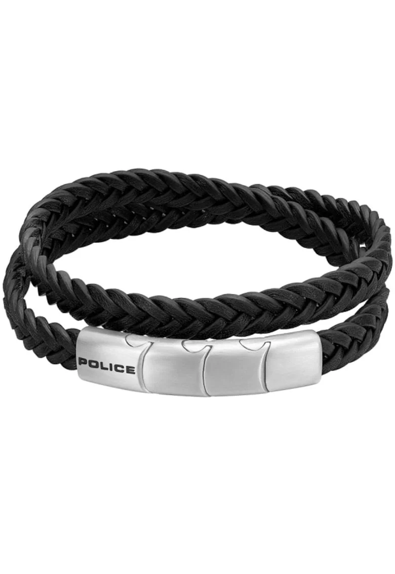 Bratara  Braid dubla din piele PEAGB0037401, Negru, Auriudwq, Maro/Argintiu