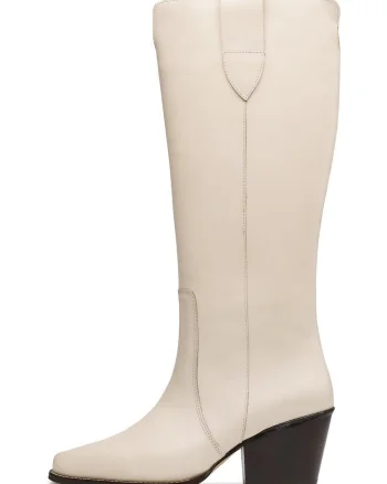 Cizme dama,  piele naturala, bej, toc clasic, Bej