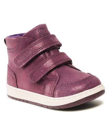 Ghete fete,  piele naturala, violet, sistem inchidere Velcro, Violet
