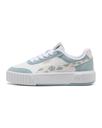 Pantofi sport Carina Mia de piele ecologica cu imprimeu floral, Alb/Gri cenusiu