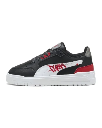 Pantofi sport Shuffle Downtown de piele ecologica cu logo lateral, Rosu/Alb/Negru