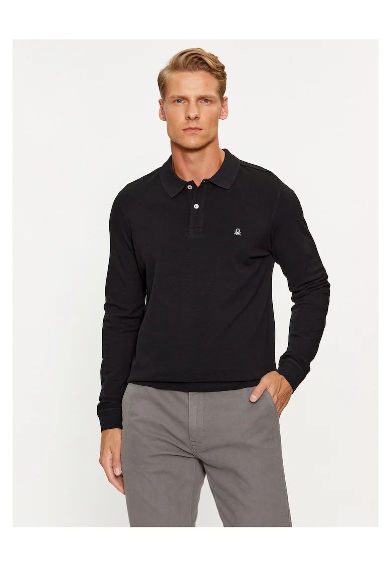 Bluza polo barbati  negru, bumbac, Negru
