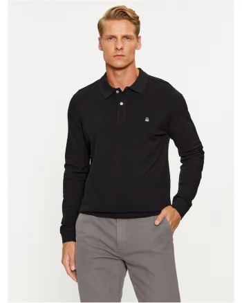 Bluza polo barbati  negru, bumbac, Negru