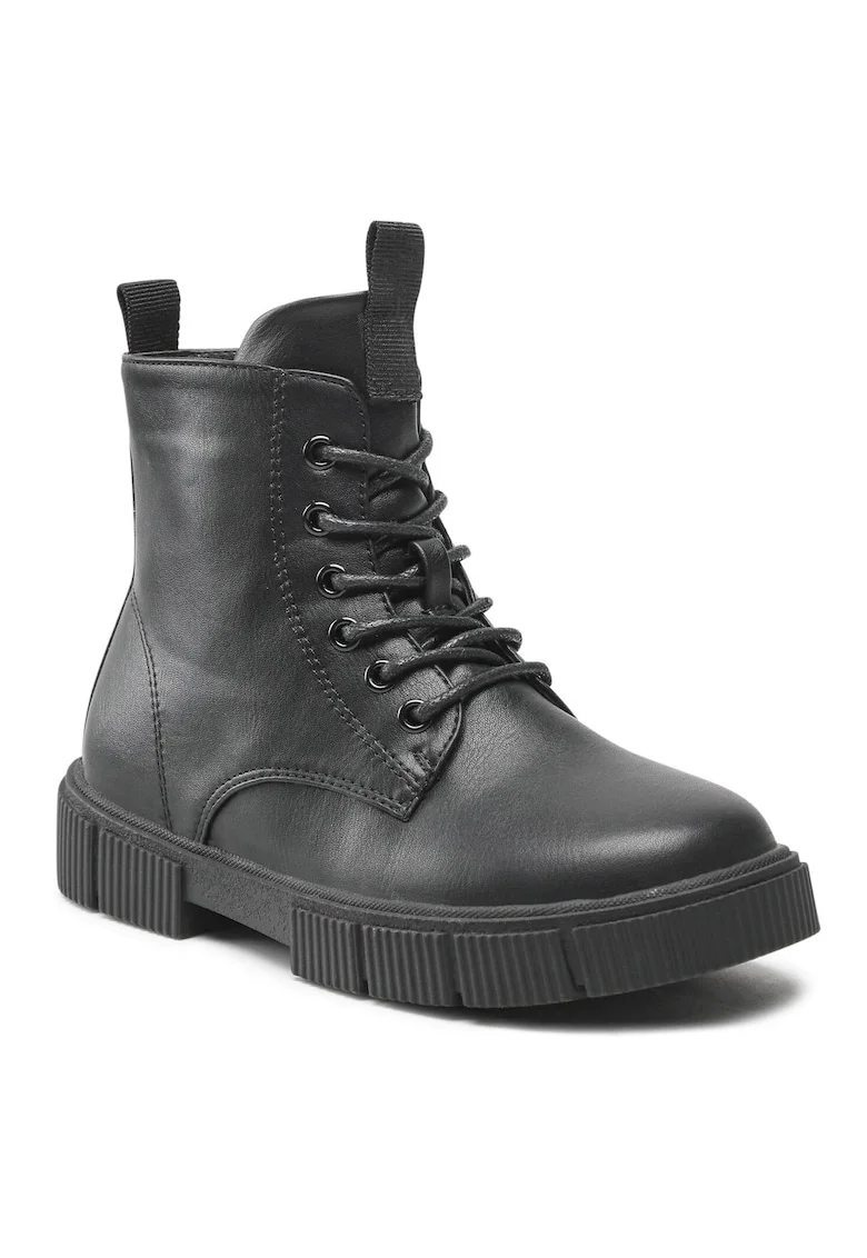 Ghete fete,  piele ecologica, negru, cu fermoar, izolare termica, Negru