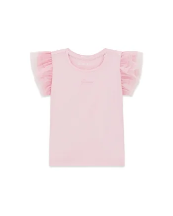 Tricou copii,  din bumbac, logo, roz, 95% bumbac, 5% elastan, Roz