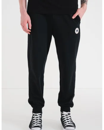 Pantaloni de trening cu croiala conica si aplicatie logo, Negru