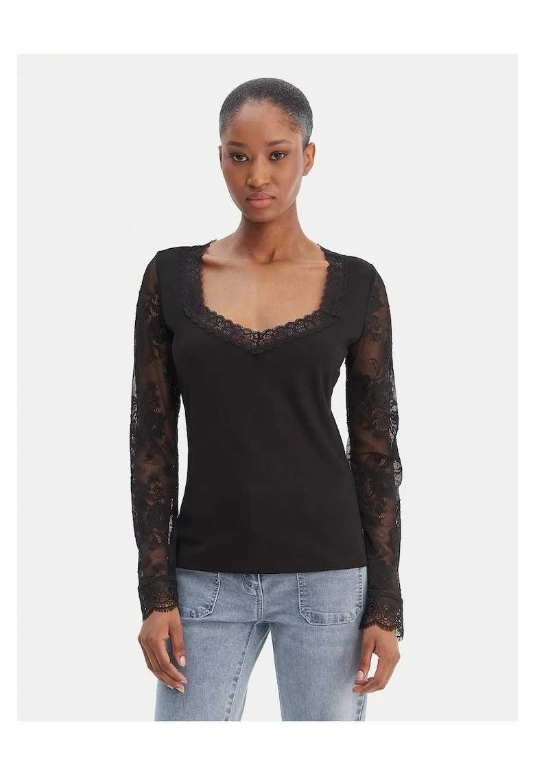 Bluza dama  slim fit negru, Negru