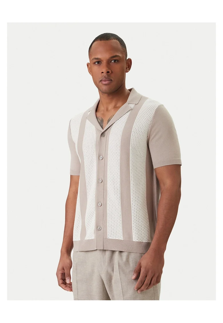 Camasa  barbati dungi bumbac, Bej