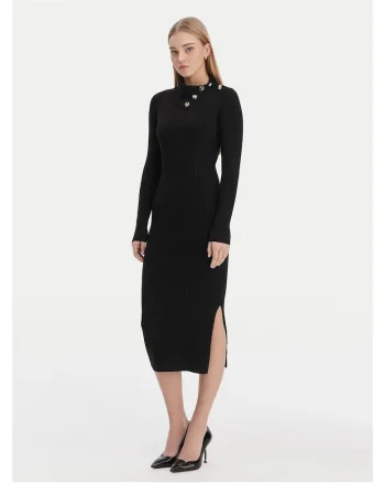 Rochie tricotata,  neagra, viscoza, Negru