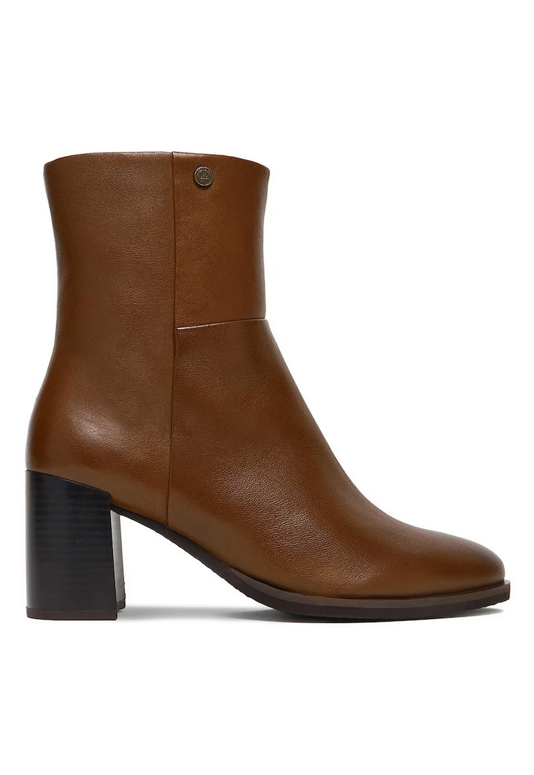 Botine din piele naturala, Maro