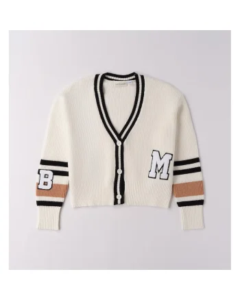Cardigan  Stil Varsity cu Aplicatii Terry