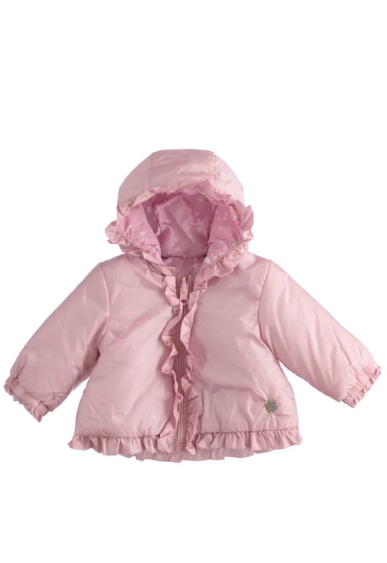Jacheta reversibila din fas pentru bebe fetite,  4.4166, Roz, Alb/Roz