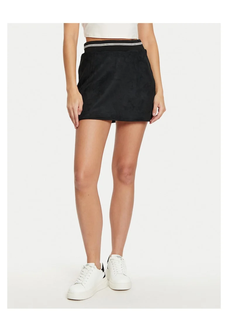 Fusta mini,  poliester, neagra, pentru femei, Negru