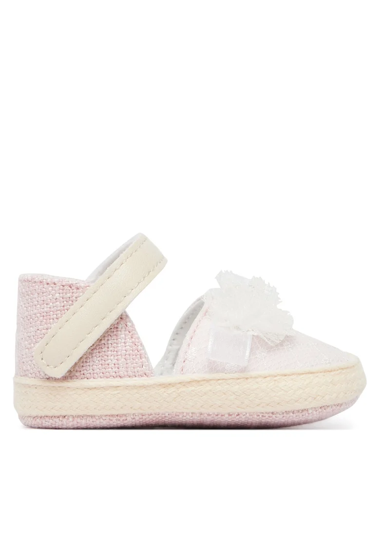 Espadrile fete,  roz/alb, textil, sistem inchidere Velcro
