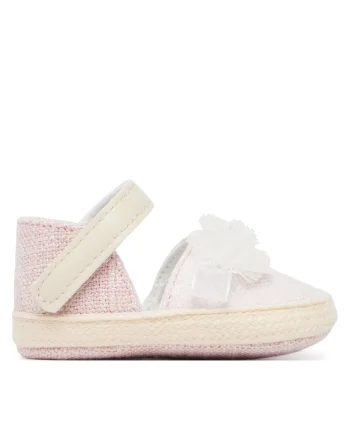 Espadrile fete,  roz/alb, textil, sistem inchidere Velcro