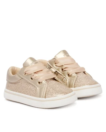 Pantofi copii,  adidasi fetita, piele ecologica, auriu