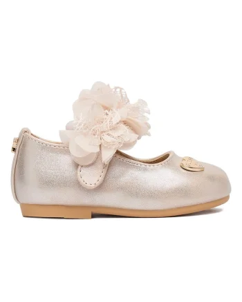 Pantofi copii,  balerini, roz, material sintetic, inchidere velcro