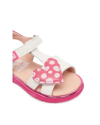 Sandale copii,  piele naturala, alb, sistem inchidere Velcro