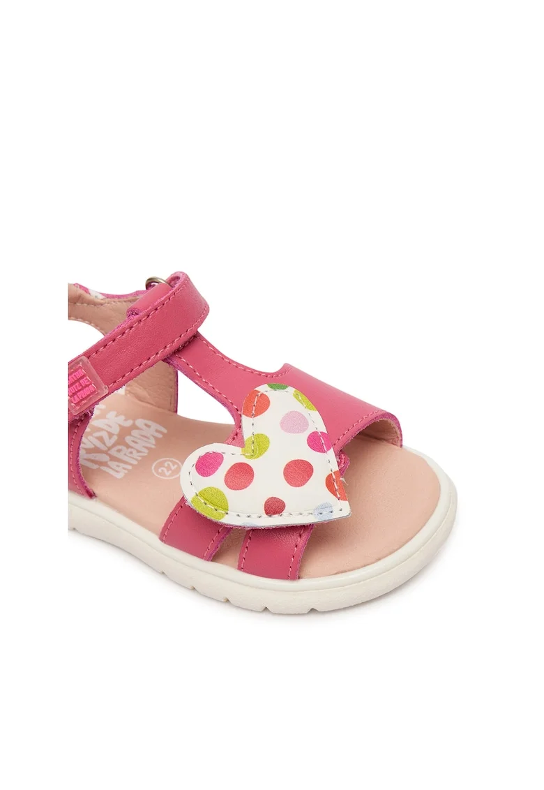 Sandale copii,  piele naturala, roz, sistem inchidere Velcro