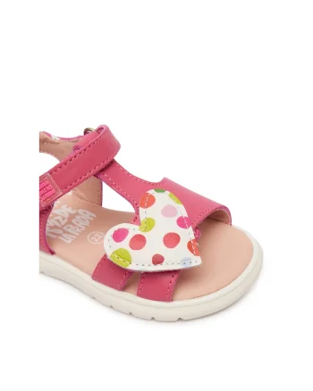Sandale copii,  piele naturala, roz, sistem inchidere Velcro