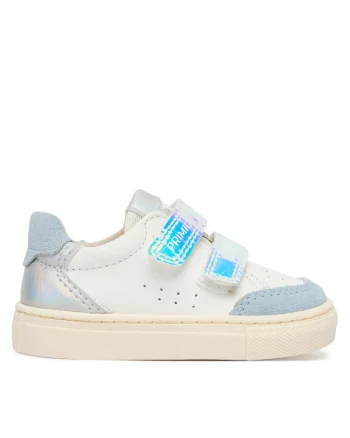 Pantofi,  piele naturala, alb/albastru, pentru fete