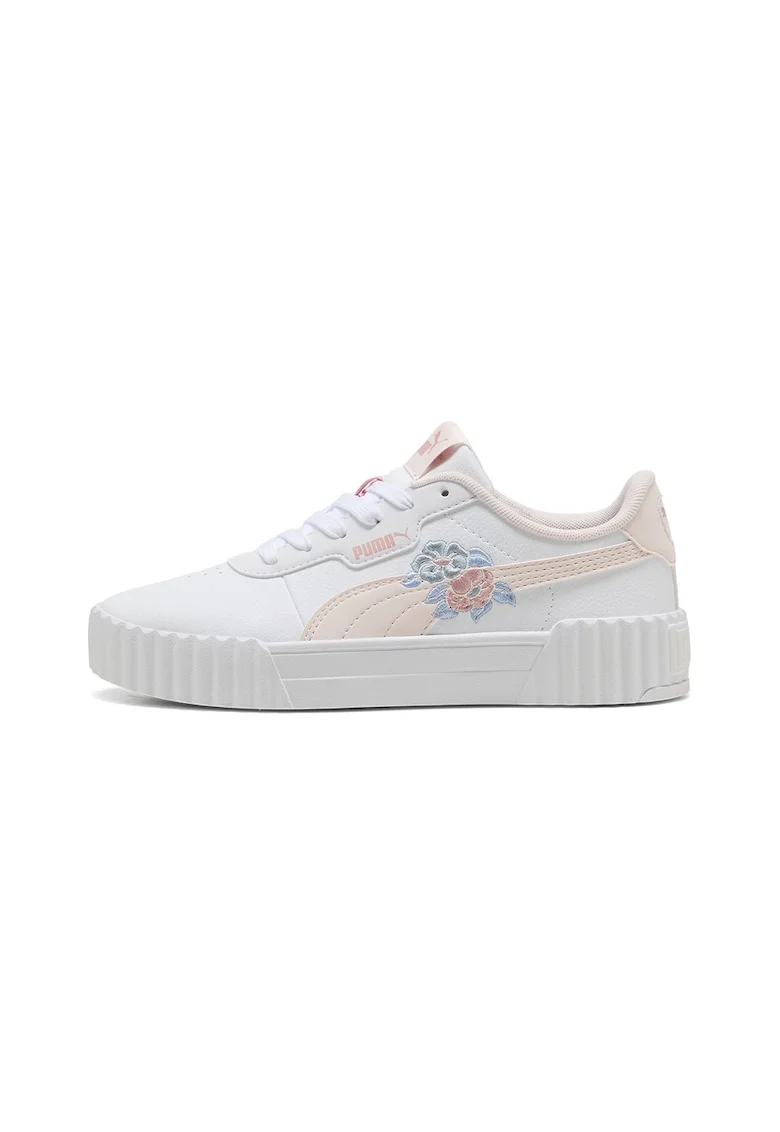 Pantofi sport Carina 3.0 cu broderie florala, Alb/Piersica