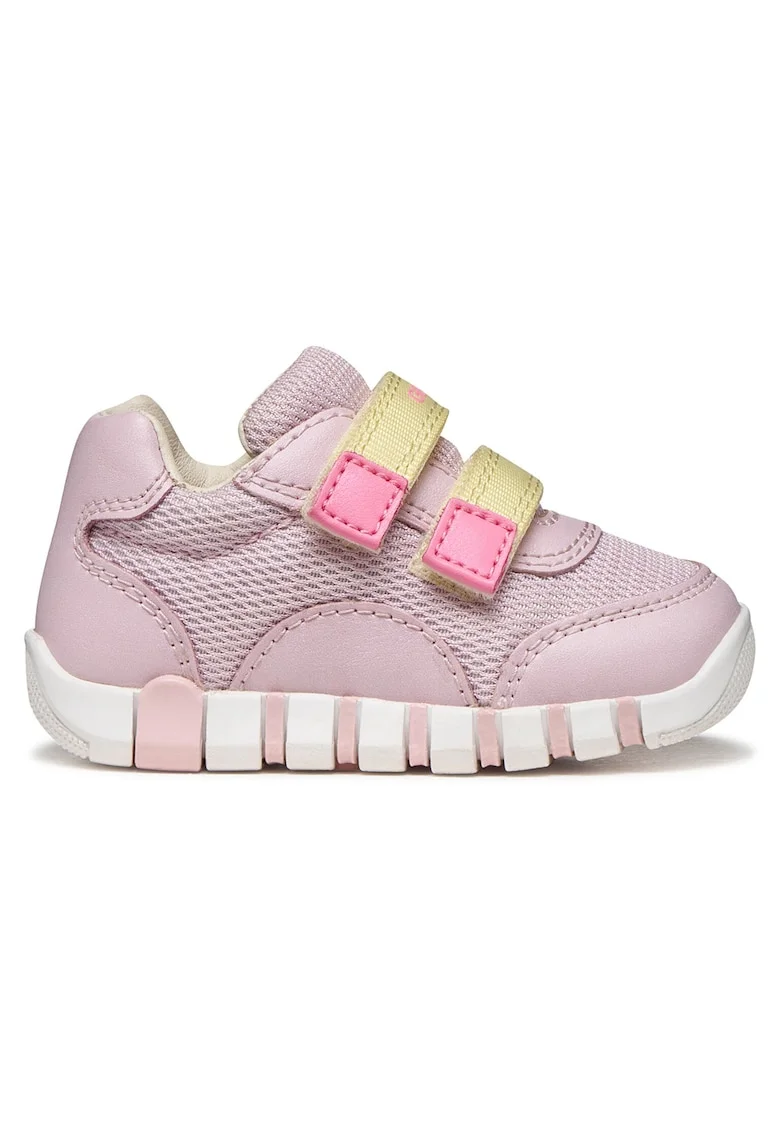 Pantofi copii,  adidasi fete, roz, material textil, sistem inchidere Velcro