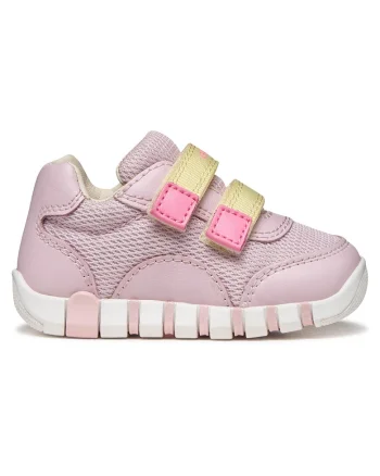 Pantofi copii,  adidasi fete, roz, material textil, sistem inchidere Velcro