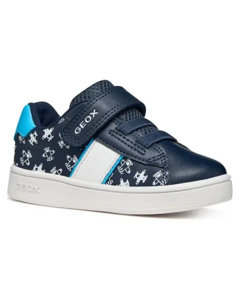 Pantofi copii,  sneakers, albastru, piele ecologica, sistem inchidere Velcro