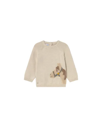 Pulover copii,  bej, 54% bumbac, 36% poliamida, 10% lana