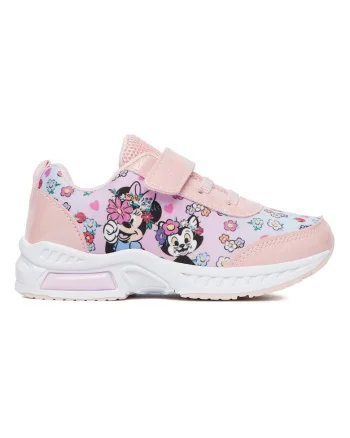 Adidasi copii,  velcro, roz, textil, set cu LED-uri