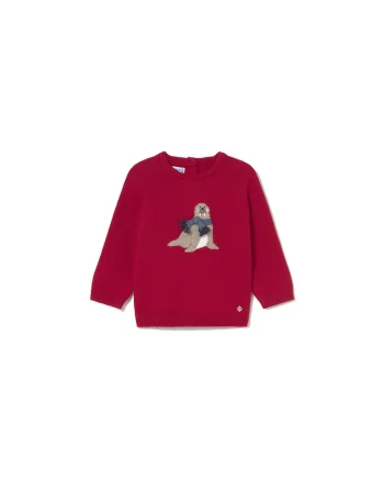 Pulover copii,  rosu, 60% bumbac, 30% poliamida, 10% lana
