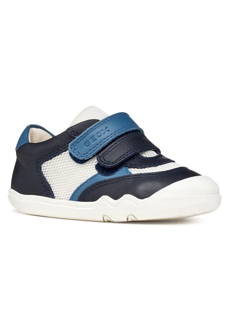 Pantofi copii,  sneakers, piele naturala, albastru, sistem inchidere Velcro