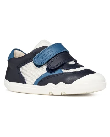 Pantofi copii,  sneakers, piele naturala, albastru, sistem inchidere Velcro