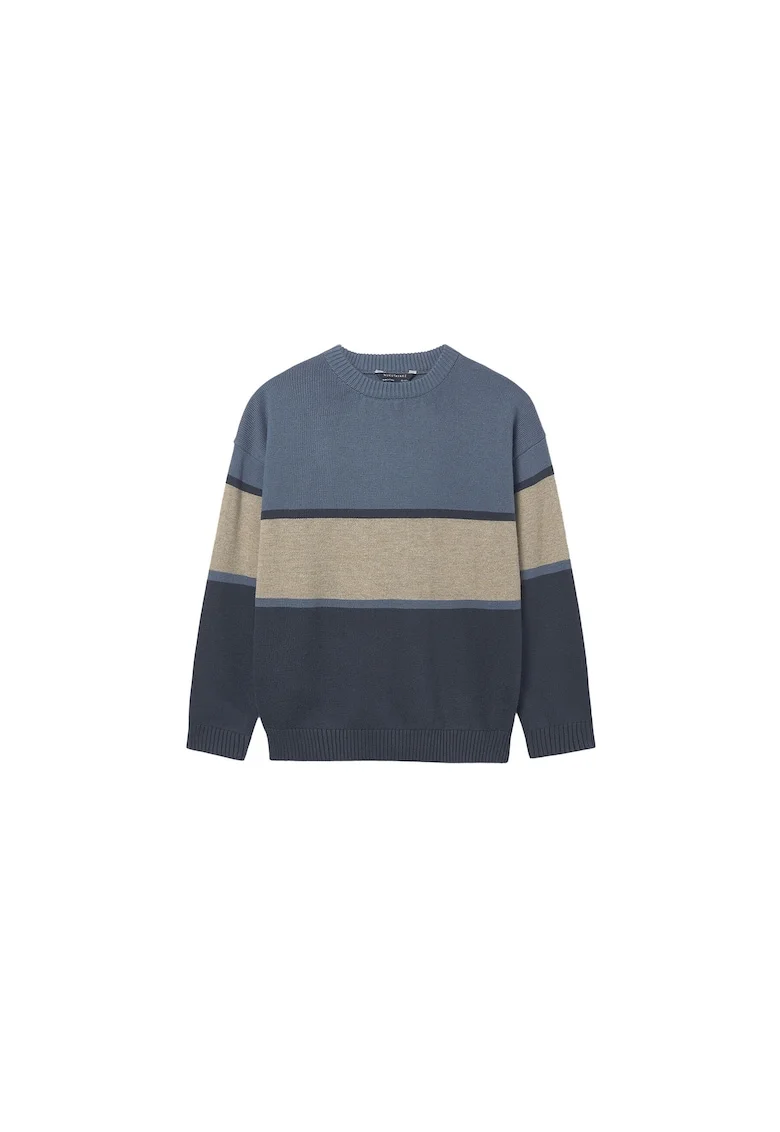 Pulover copii,  dungi, bleumarin, 60% bumbac, 30% poliamida, 10% lana,