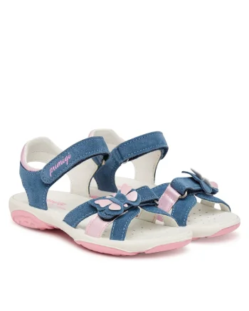 Sandale fete  piele naturala, albastru/roz