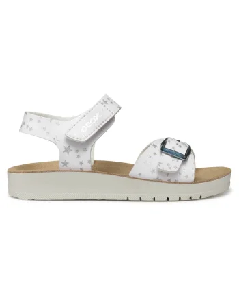 Sandale copii,  material piele ecologica, alb, inchidere Velcro