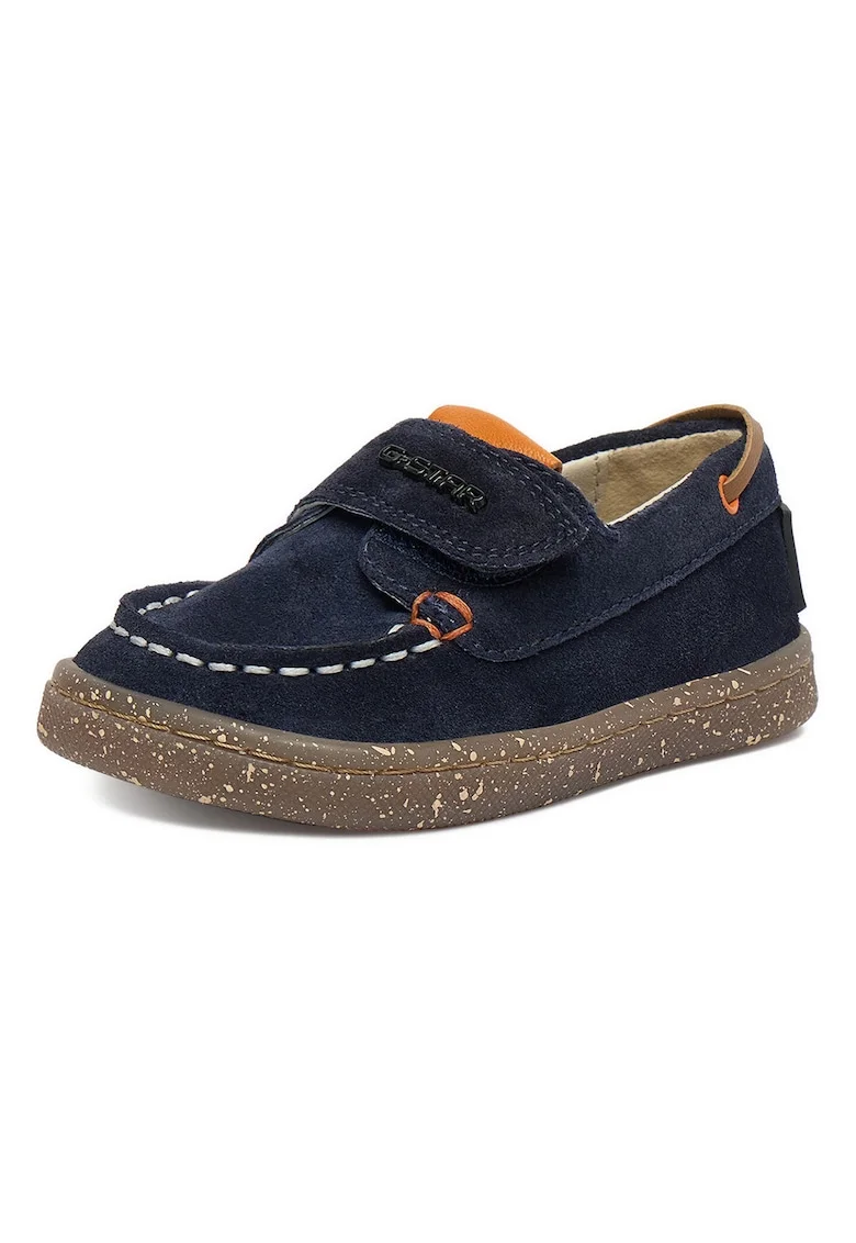 Pantofi copii,  piele naturala, albastru, inchidere velcro, tehnologie barefoot