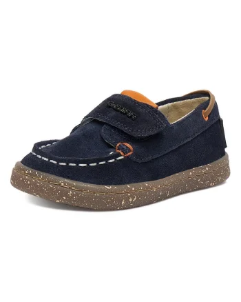 Pantofi copii,  piele naturala, albastru, inchidere velcro, tehnologie barefoot