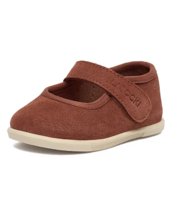 Pantofi pentru copii,  piele naturala, velcro, maro